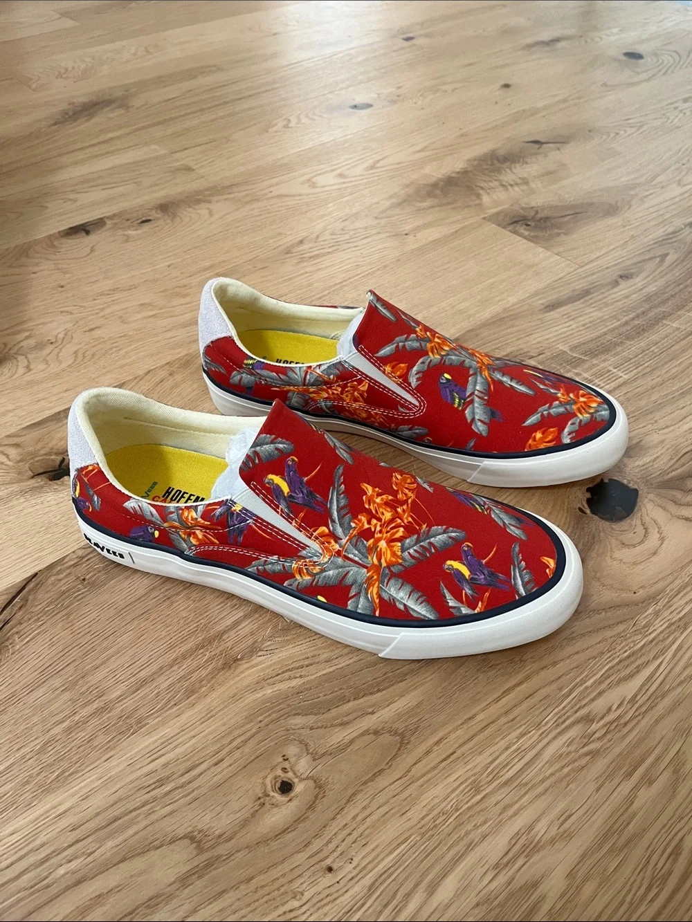 SeaVees Red Tropical Parrot Slip-On Sneakers
